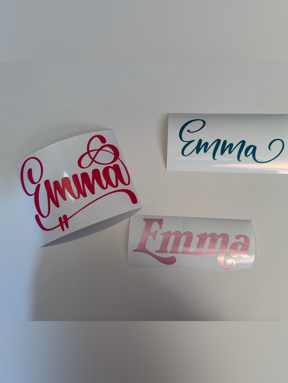 Custom "Emma" Name vinyl Decals Set of three- Pink, Teal & Magenta